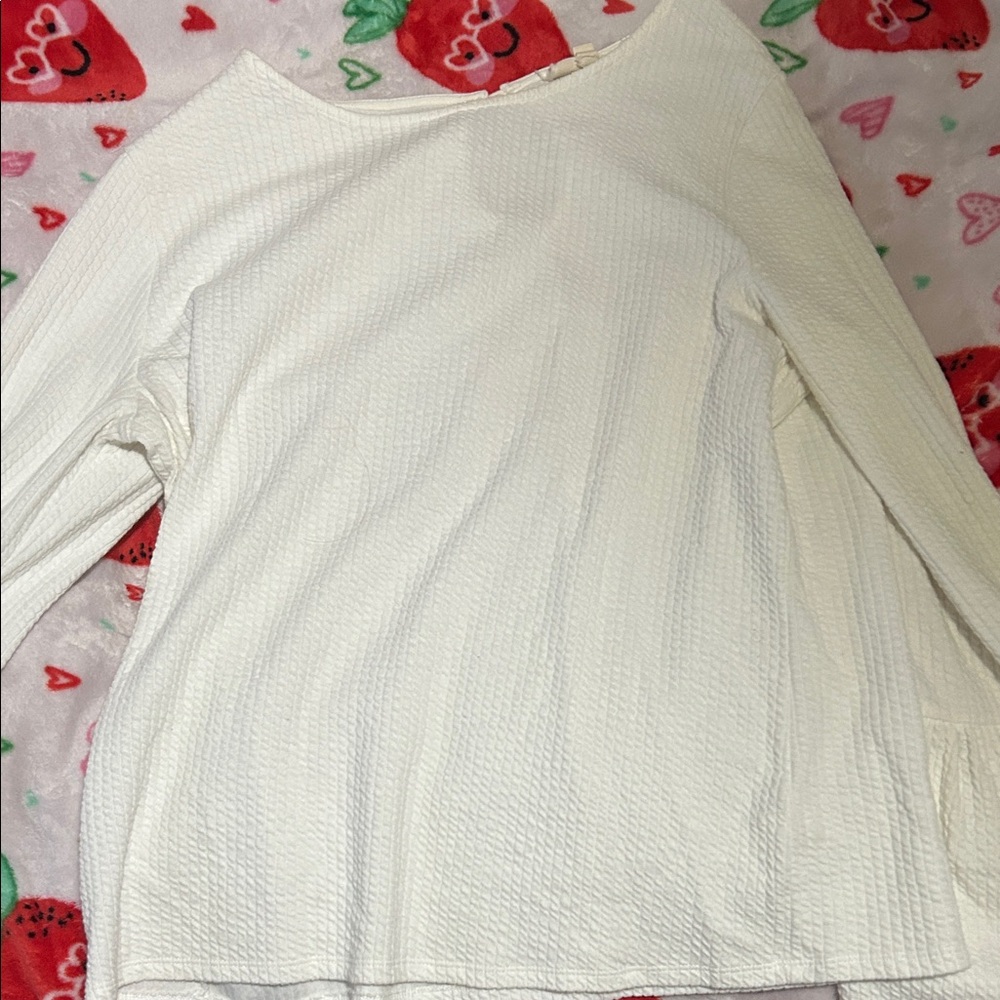 Elegant Cream Long Sleeve Women's Top